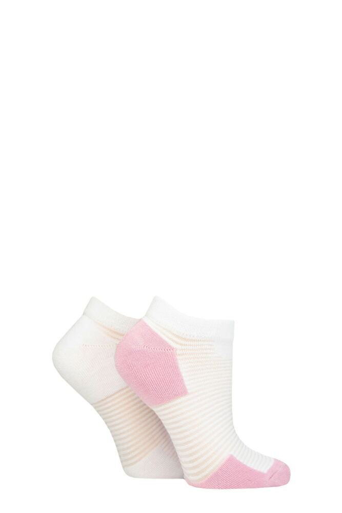 Sockshop ELLEWomens Bamboo Sheer Stripe Cushioned Heel & Toe No-Show Socks 2-Pair