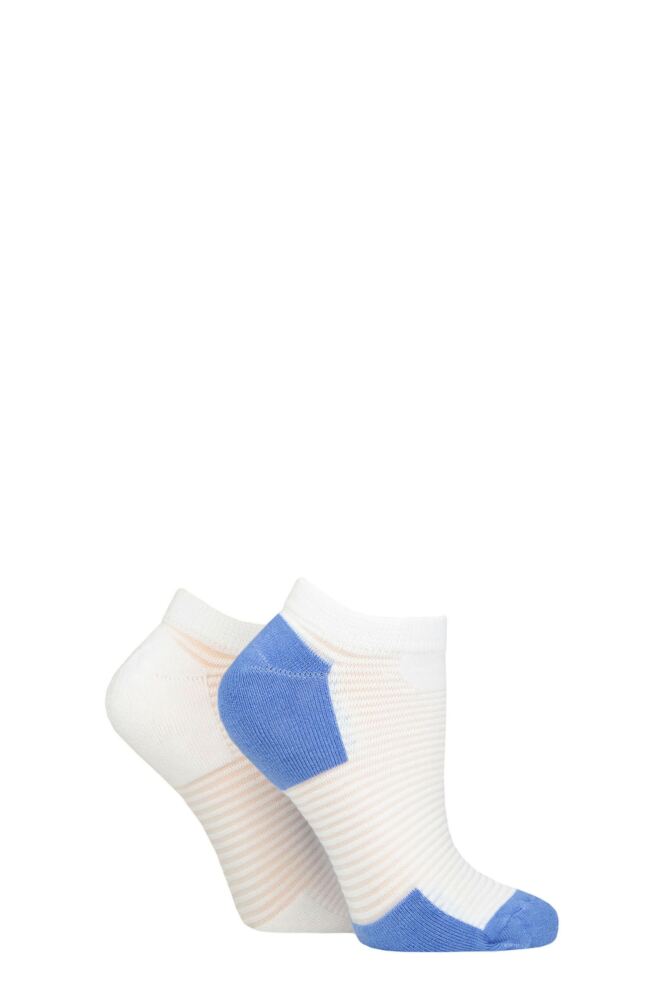 Sockshop ELLEWomens Bamboo Sheer Stripe Cushioned Heel & Toe No-Show Socks 2-Pair