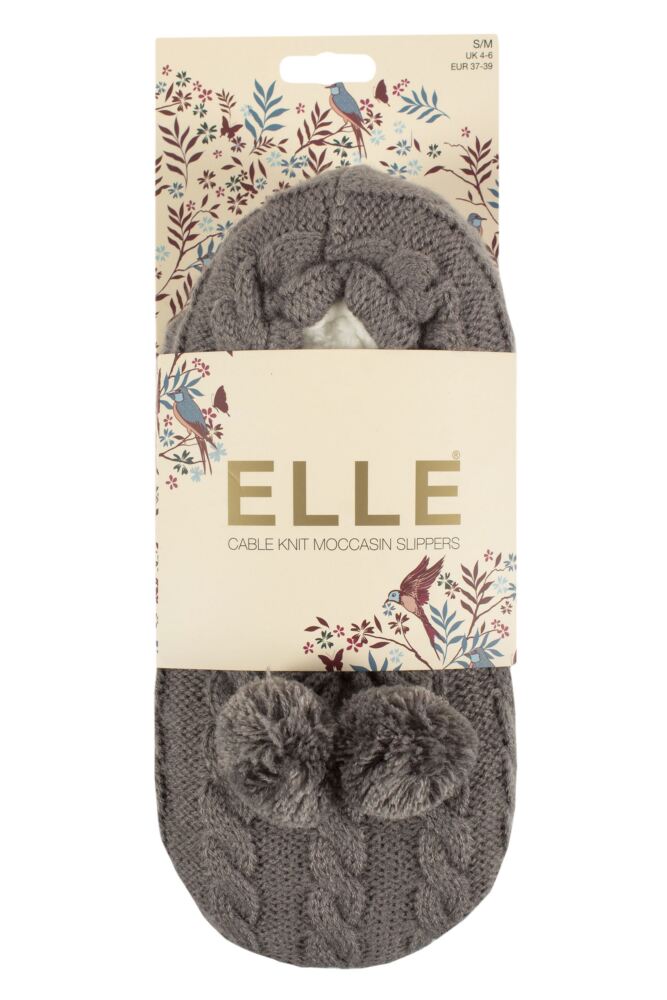 sockshop ELLEWomens Cable Knit Moccasin Slipper Socks