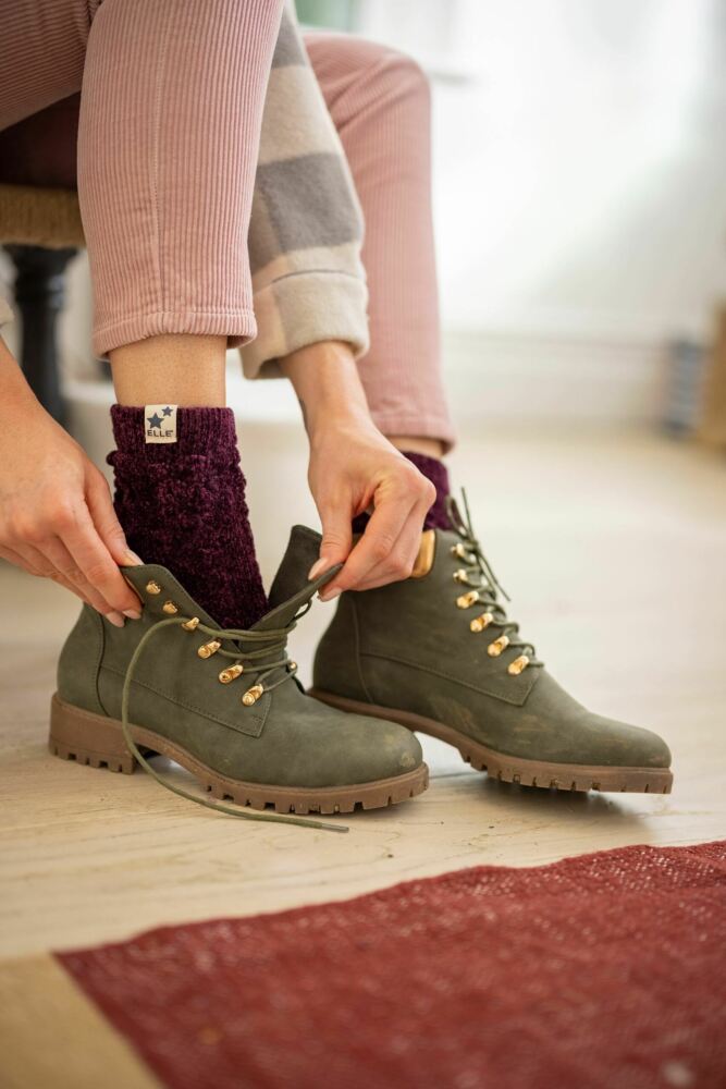 Sockshop ELLEWomens Chenille Cable Knit Boot Socks 2-Pair