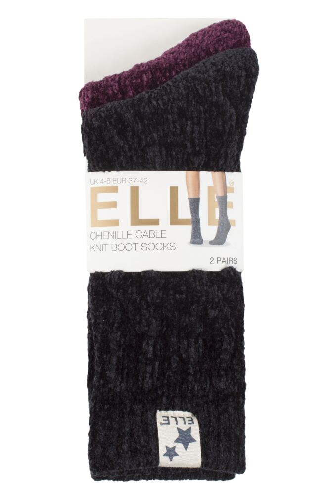 sockshop ELLEWomens Chenille Cable Knit Boot Socks 2-Pair