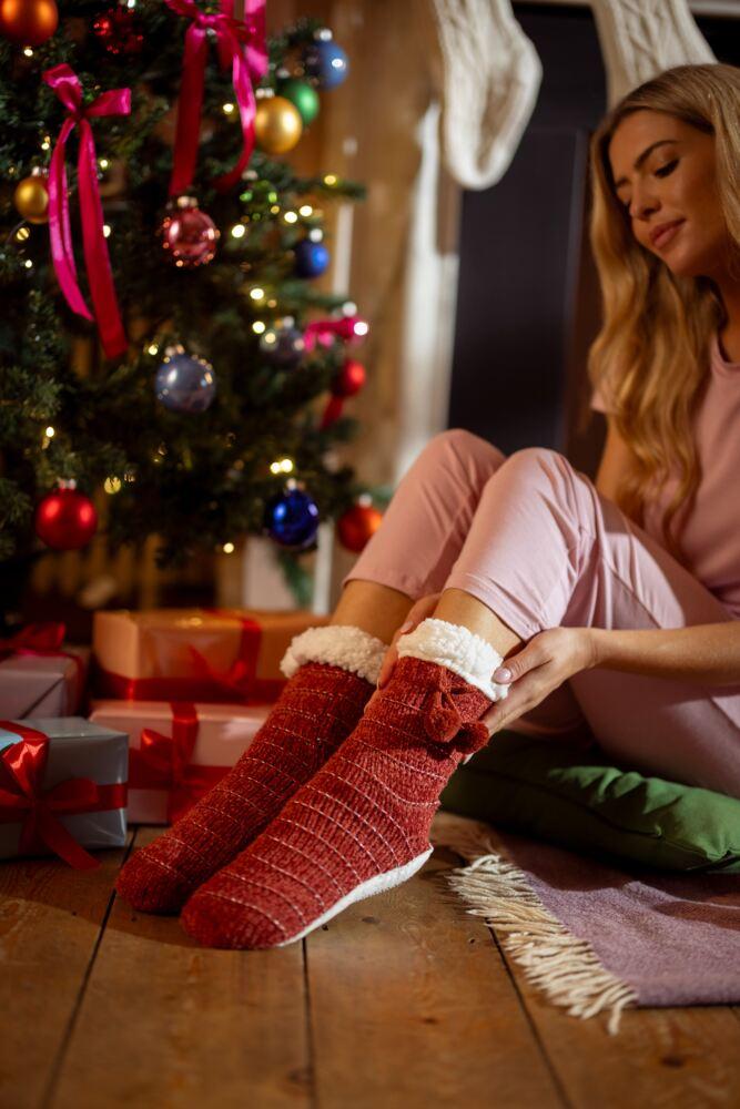 Sockshop ELLEWomens Chenille Slipper Socks With Moccasin Sole