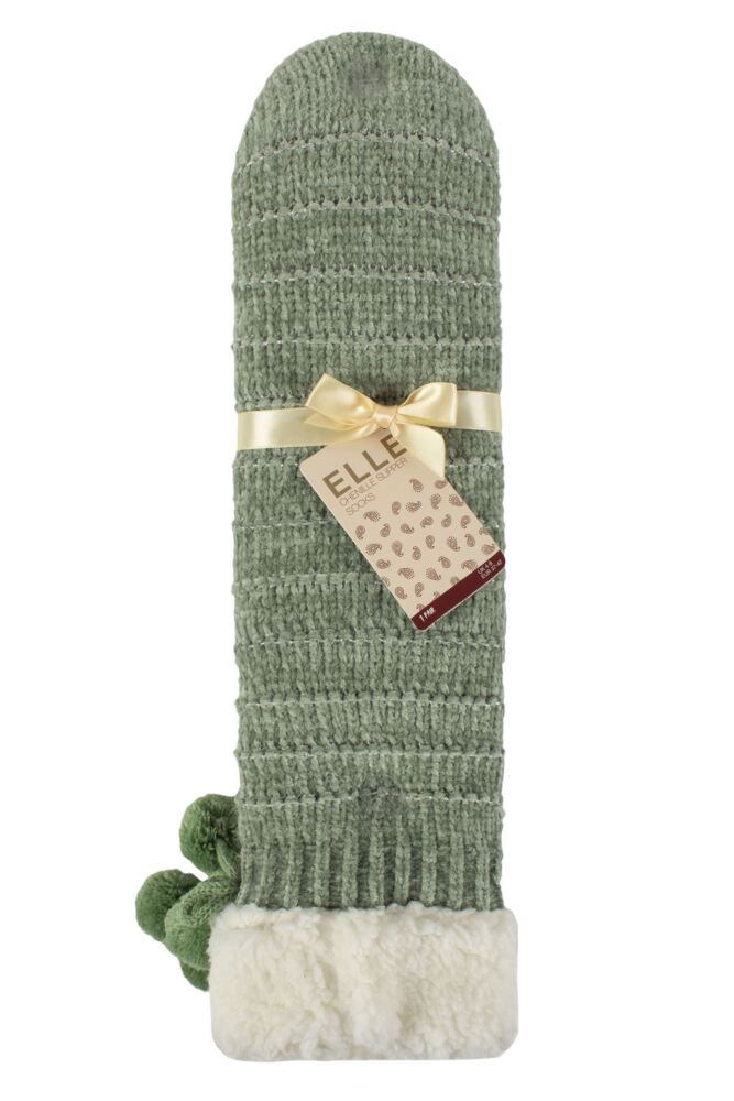 sockshop ELLEWomens Chenille Slipper Socks with Moccasin Sole