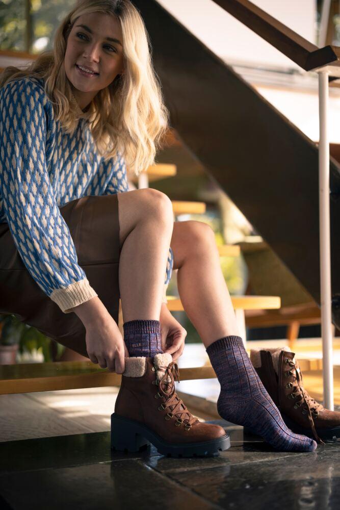 Sockshop ELLEWomens Cotton Chunky Ribbed Boot Socks 2-Pair