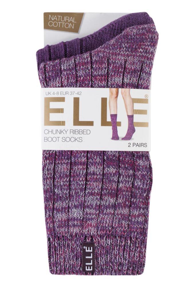 sockshop ELLEWomens Cotton Chunky Ribbed Boot Socks 2-Pair