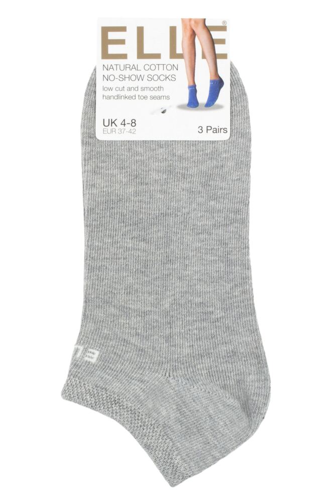 sockshop ELLEWomens Cotton Plain Stripe & Patterned No-Show Socks 3-Pair