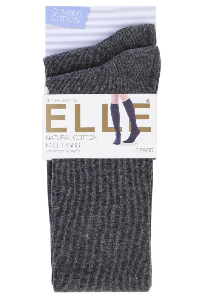 sockshop ELLEWomens Cotton Plain & Striped Knee Highs 2-Pair