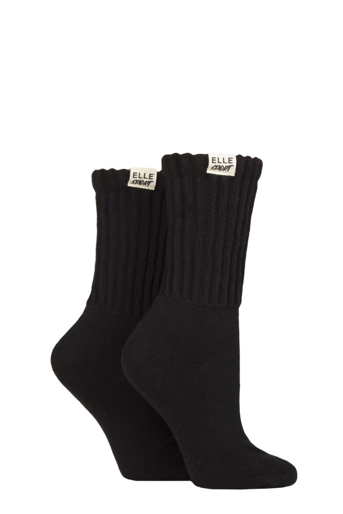 Sockshop ELLEWomens Cotton Slouch Sports Socks 2-Pair