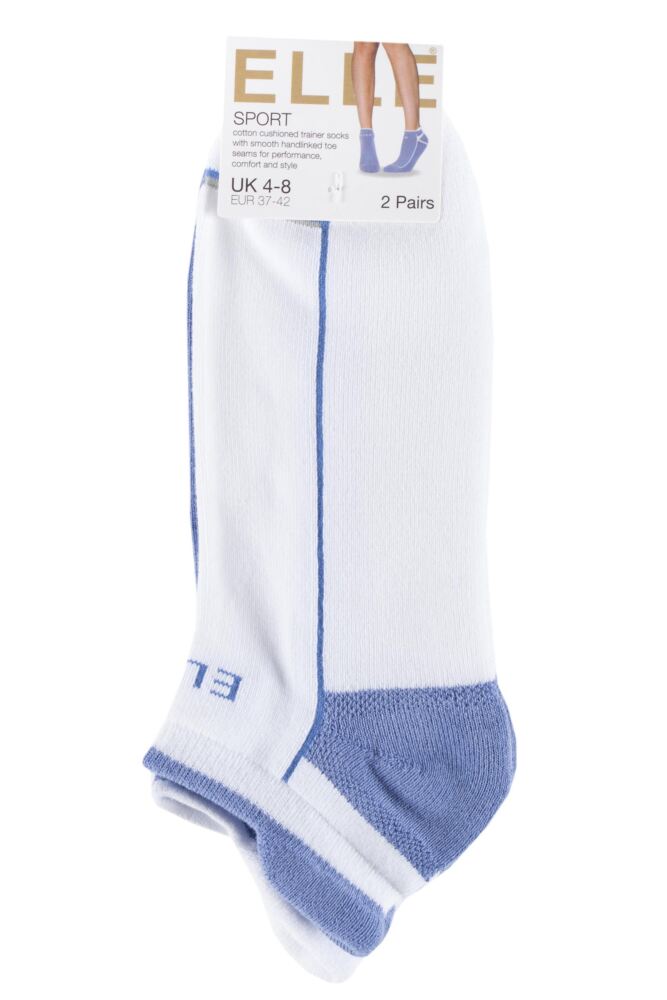 sockshop ELLEWomens Cotton Sports Cushioned Trainer Socks 2-Pair