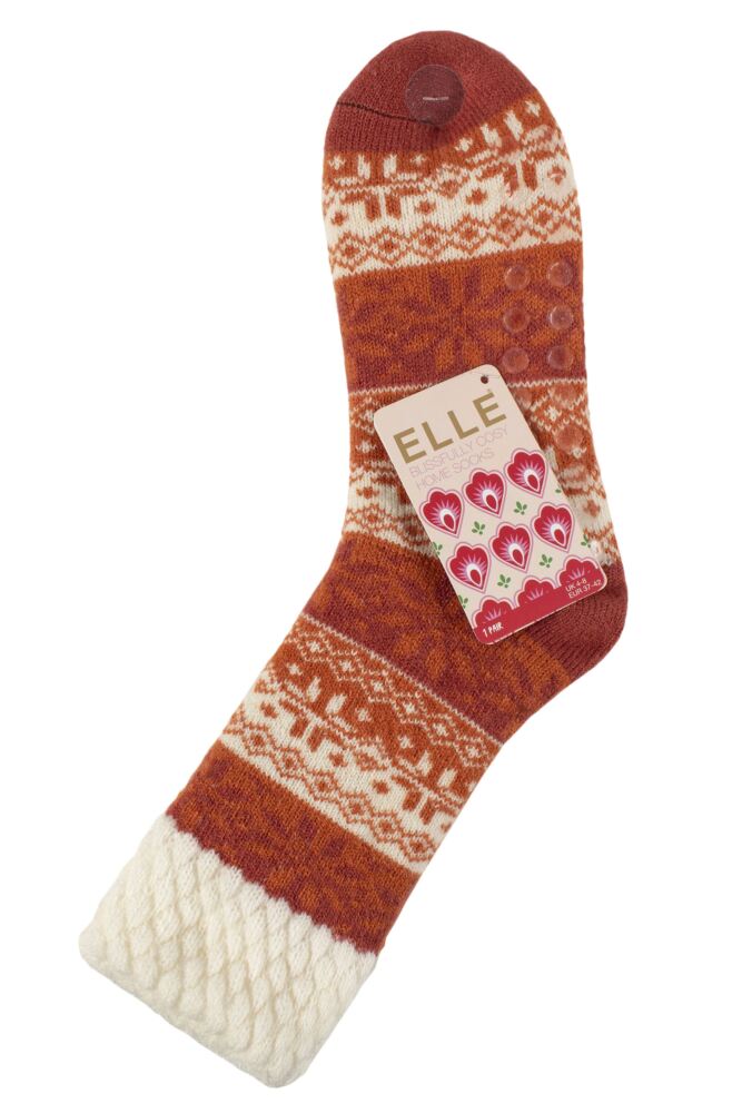 sockshop ELLEWomens Feather-Lined Fairisle Home Socks