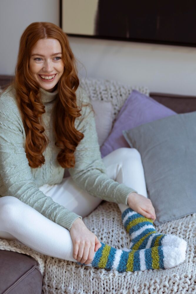 Sockshop ELLEWomens Fluffy & Cosy Blissful Bed Time Socks 2-Pair