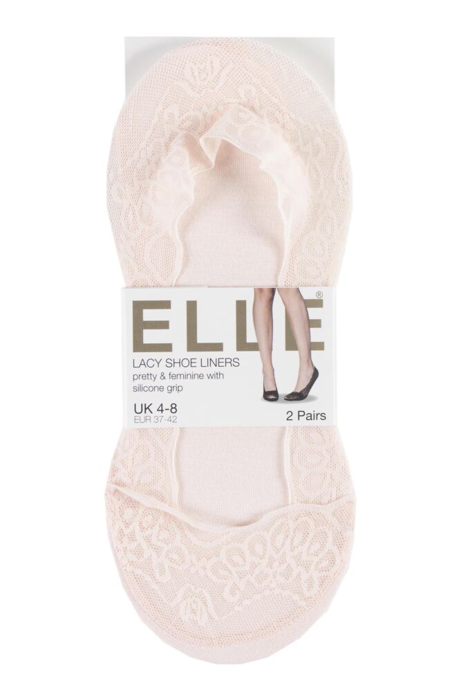 sockshop ELLEWomens Lace Shoe Liners with Grip 2-Pair