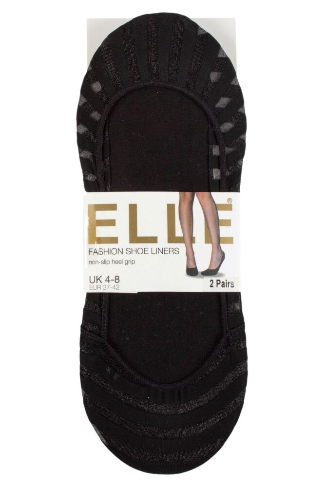 sockshop ELLEWomens Sheer Stripe & Scallop Edge Shoe Liners 2-Pair