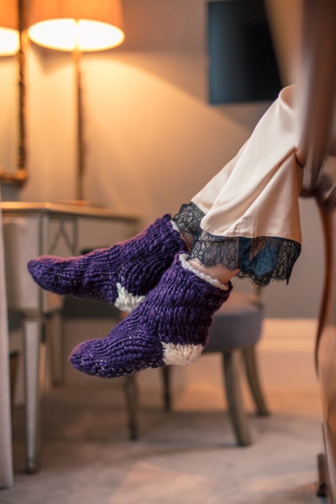 Sockshop ELLEWomens Soft Hand Knitted Slipper Socks