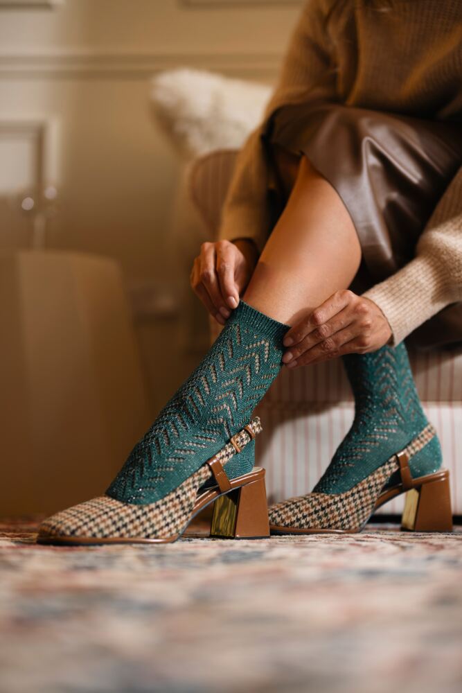 Sockshop ELLEWomens Sparkly Pelerine Anklet Socks 2-Pair