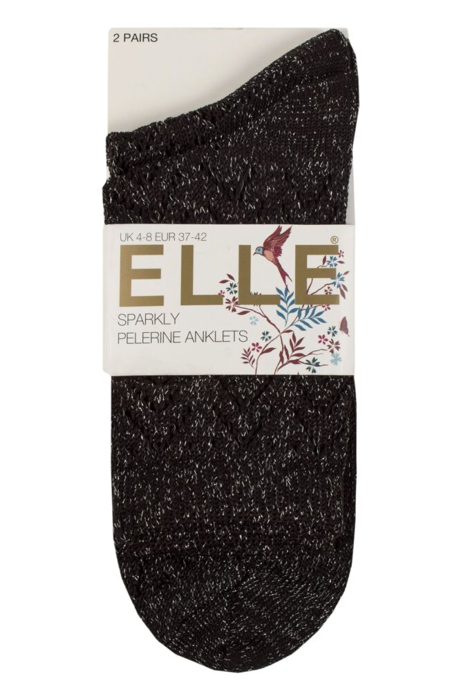 sockshop ELLEWomens Sparkly Pelerine Anklet Socks 2-Pair