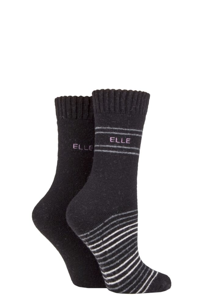 Sockshop ELLEWomens Wool Mix Brushed Inside Boot Socks 2-Pair
