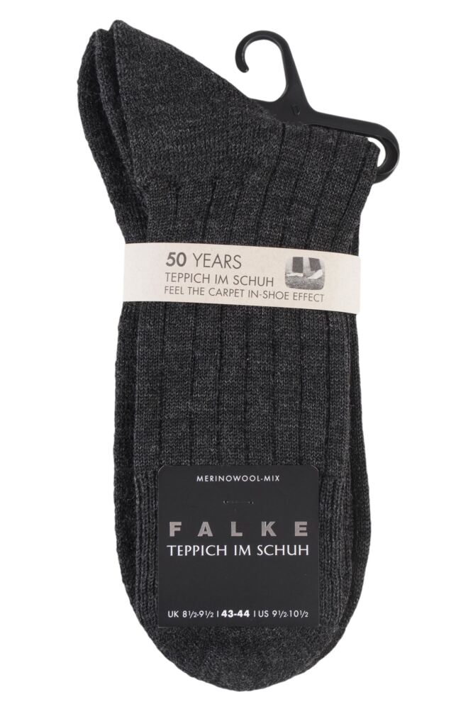 sockshop FALKEMens Virgin Wool Teppich Im Schuh Ribbed Socks