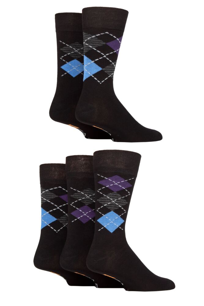 Sockshop FarahMens Bamboo Argyle Patterned & Striped Socks 5-Pair