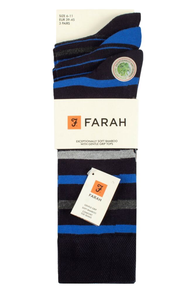 sockshop FarahMens Bamboo Classic Plain & Patterned Socks 3-Pair