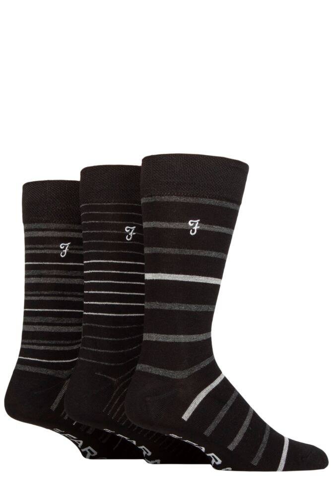 sockshop FarahMens Bamboo Luxury Stripe Plain & Argyle Socks 3-Pair