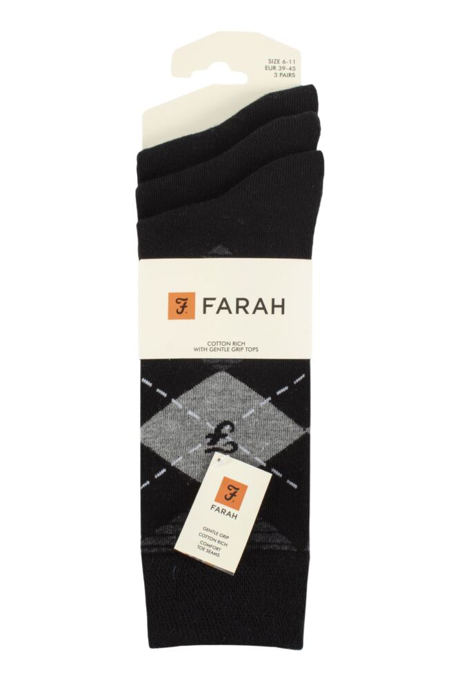 sockshop FarahMens Cotton Argyle Patterned & Striped Socks 3-Pair