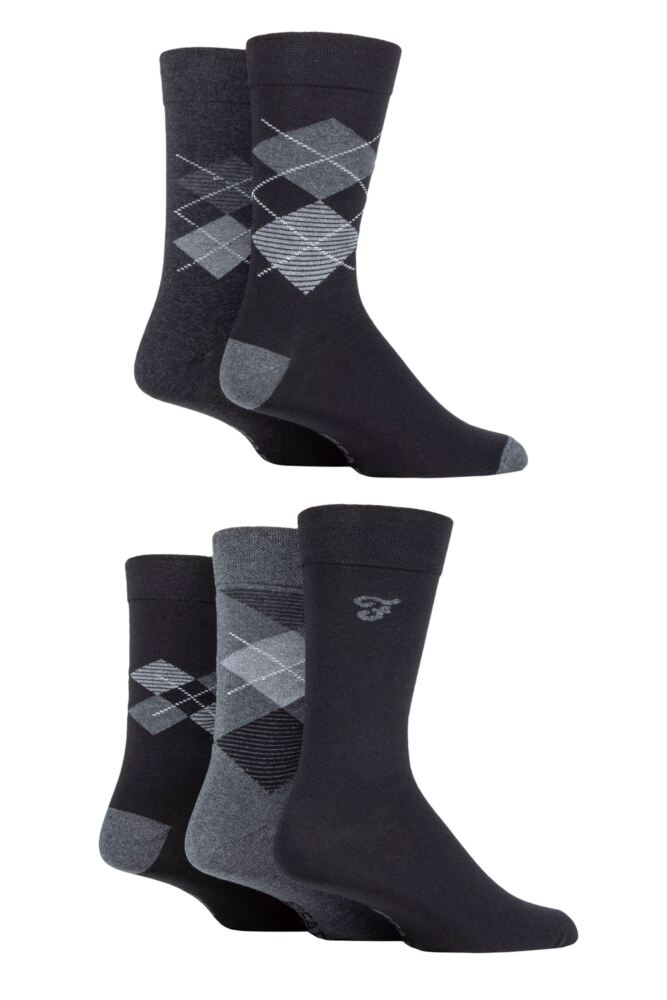 Sockshop FarahMens Cotton Patterned Striped & Argyle Socks 5-Pair