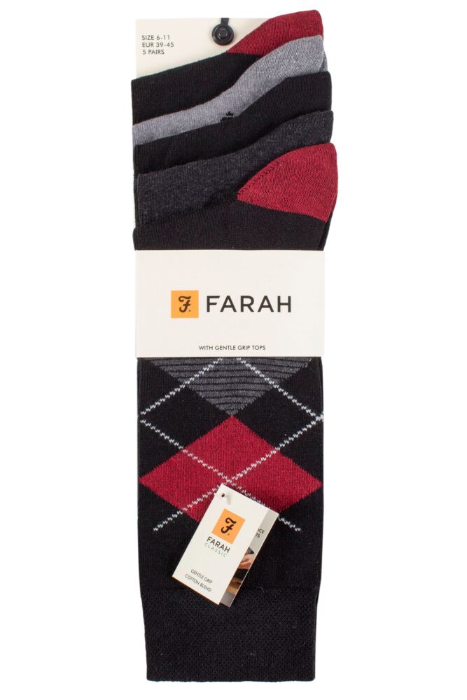 sockshop FarahMens Cotton Patterned Striped & Argyle Socks 5-Pair