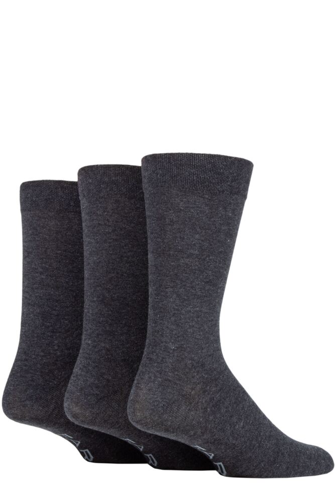 Sockshop FarahMens Cotton Plain Comfort Cuff Socks 3-Pair