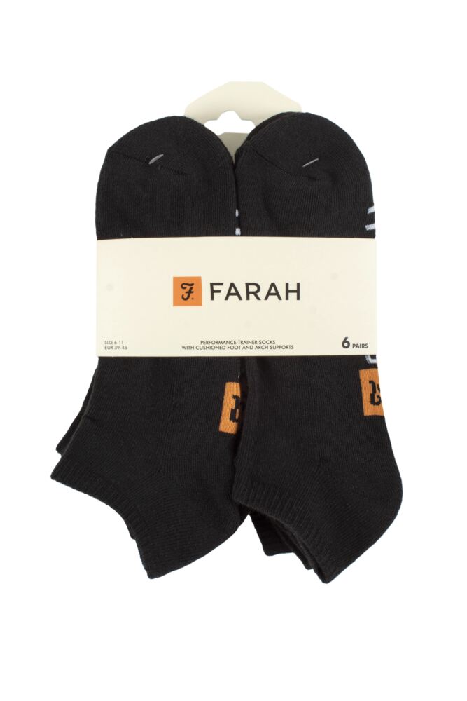 sockshop FarahMens Cotton Plain Patterned & Striped Trainer Socks 6-Pair