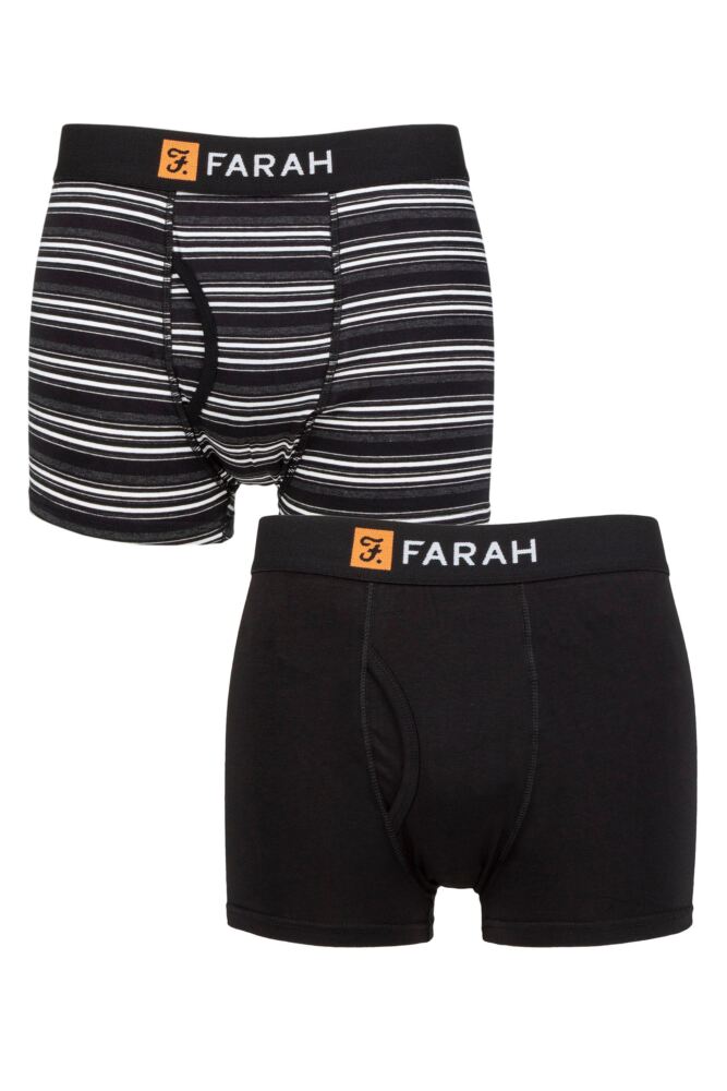 Sockshop FarahMens Cotton Plain & Striped Classic Keyhole Trunks 2-Pack