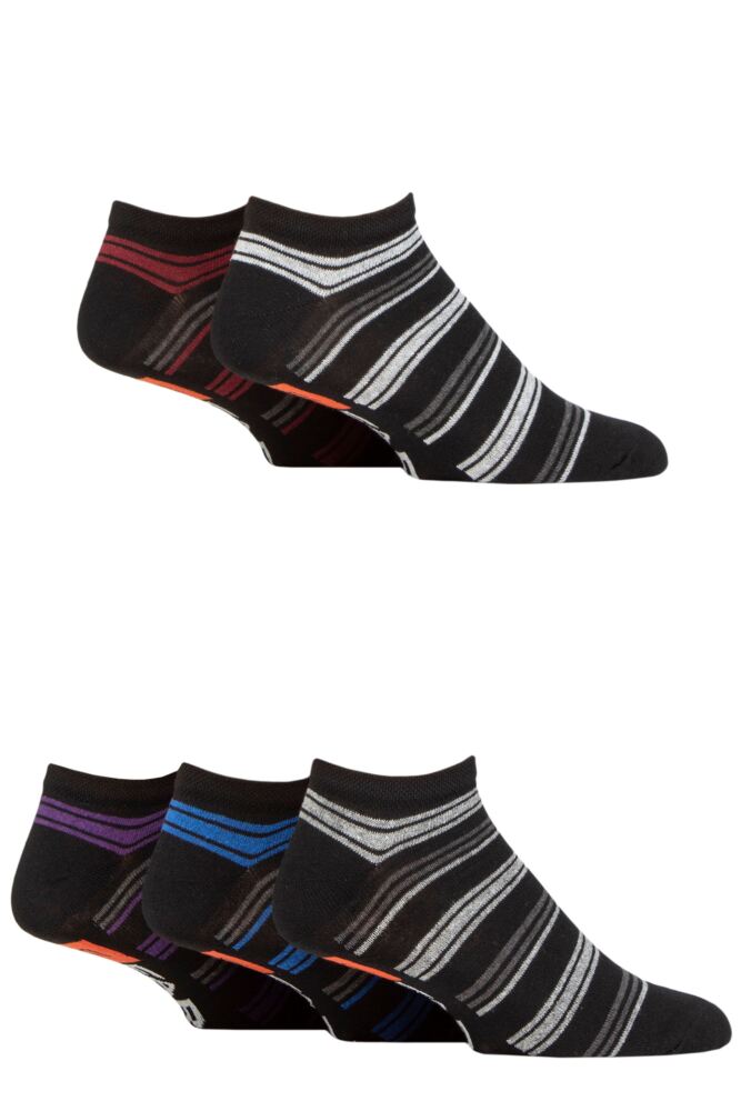 Sockshop FarahMens Cotton Striped Regenerated Trainer Socks 5-Pair