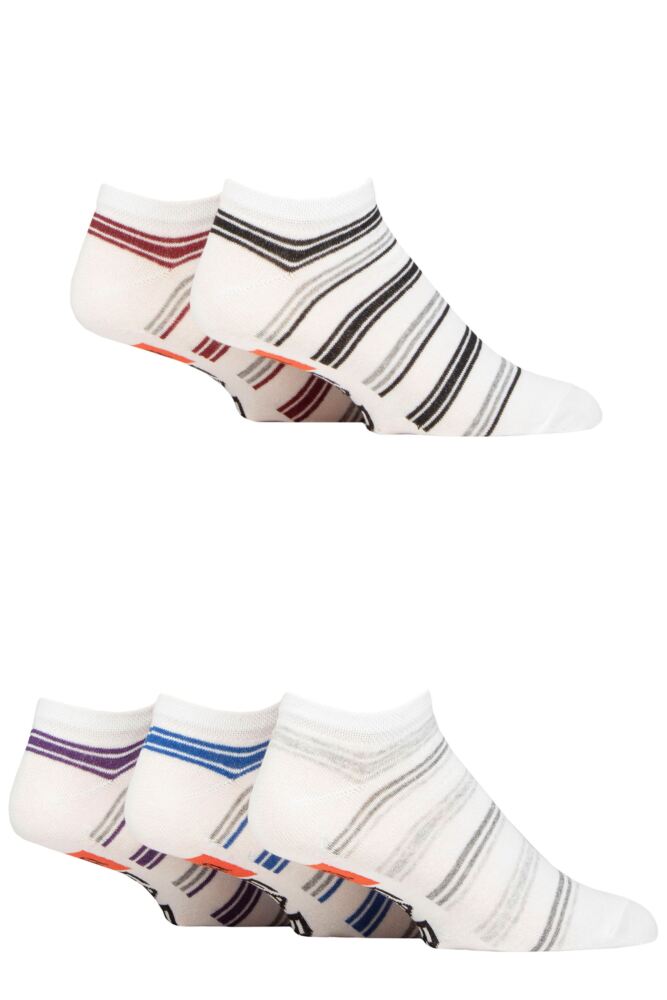 Sockshop FarahMens Cotton Striped Regenerated Trainer Socks 5-Pair