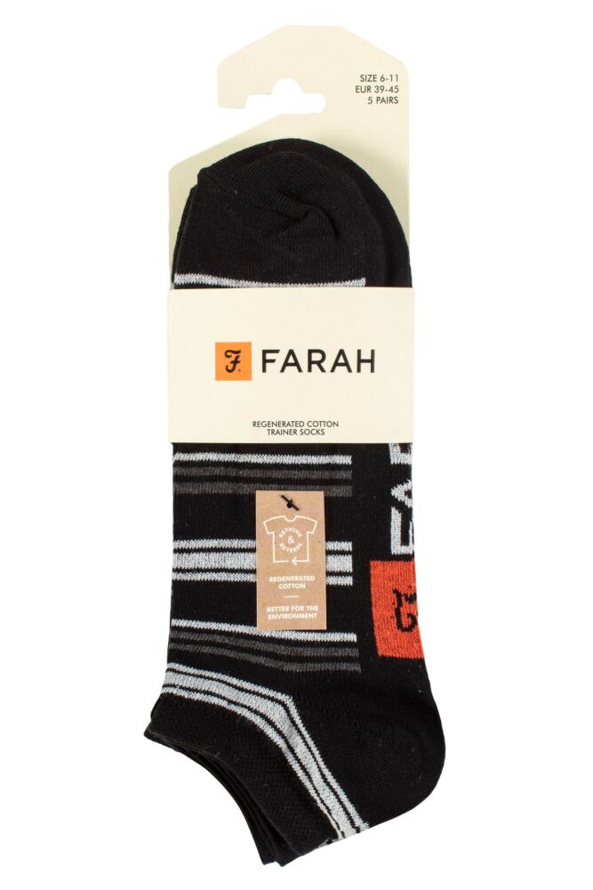 sockshop FarahMens Cotton Striped Regenerated Trainer Socks 5-Pair
