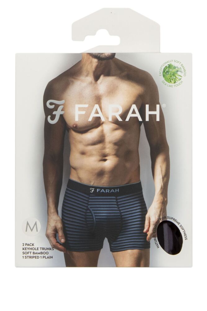 sockshop FarahMens Plain and Stripe Bamboo Keyhole Trunks 2-Pack