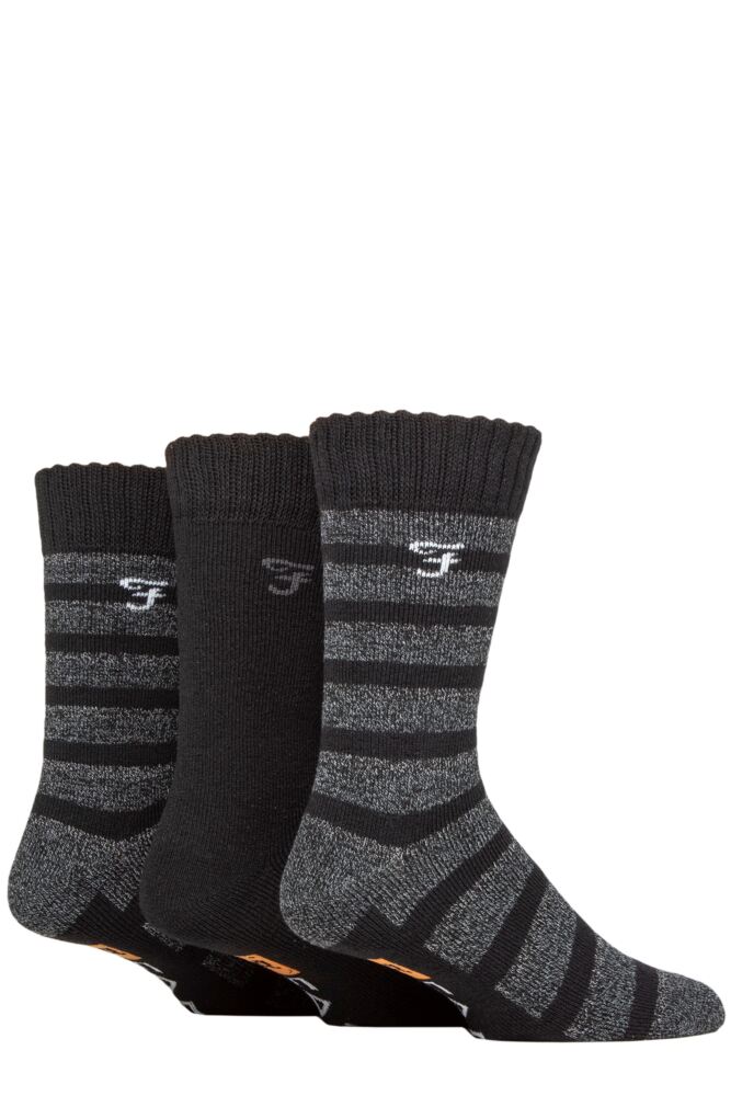 Sockshop FarahMens Striped Cushioned Boot Socks 3-Pair