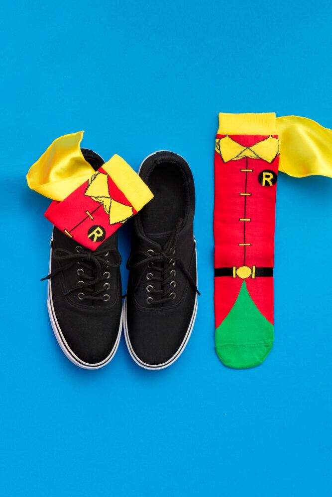 Sockshop Film & TV CharactersAdult And Kids Cotton Batman & Robin Cape Socks Gift Box