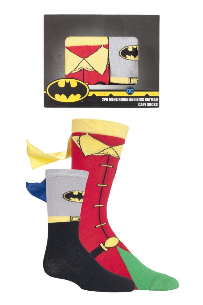 Sockshop Film & TV CharactersAdult And Kids Cotton Batman & Robin Cape Socks Gift Box