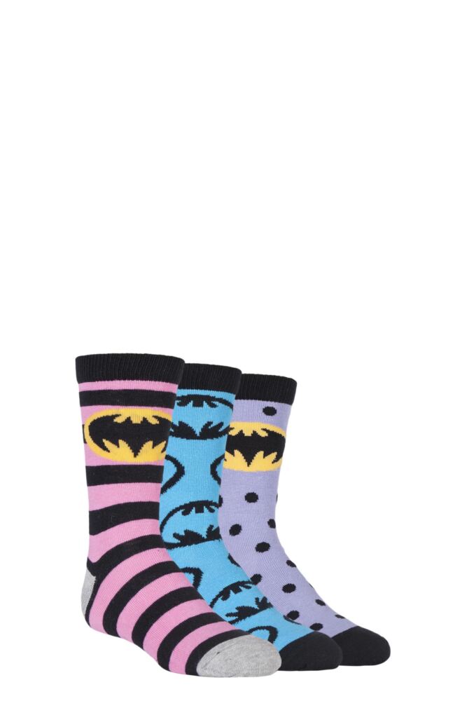 sockshop Film & TV CharactersGirls Cotton Batman/Batgirl Socks 3-Pair