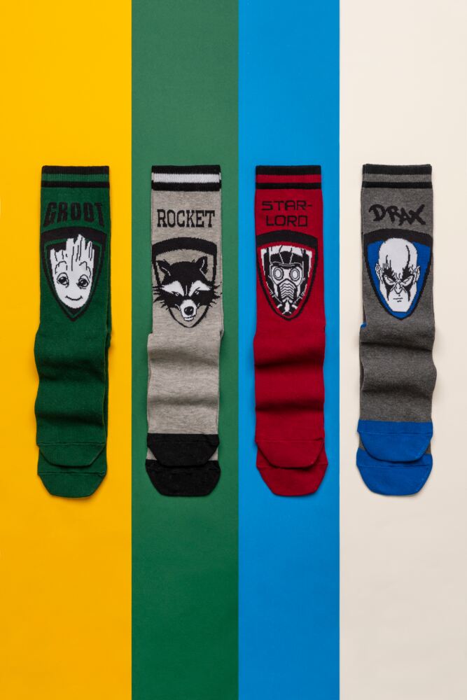 Sockshop Film & TV CharactersMens Cotton Marvel Guardians Of The Galaxy Groot Rocket Star Lord & Drax Socks
