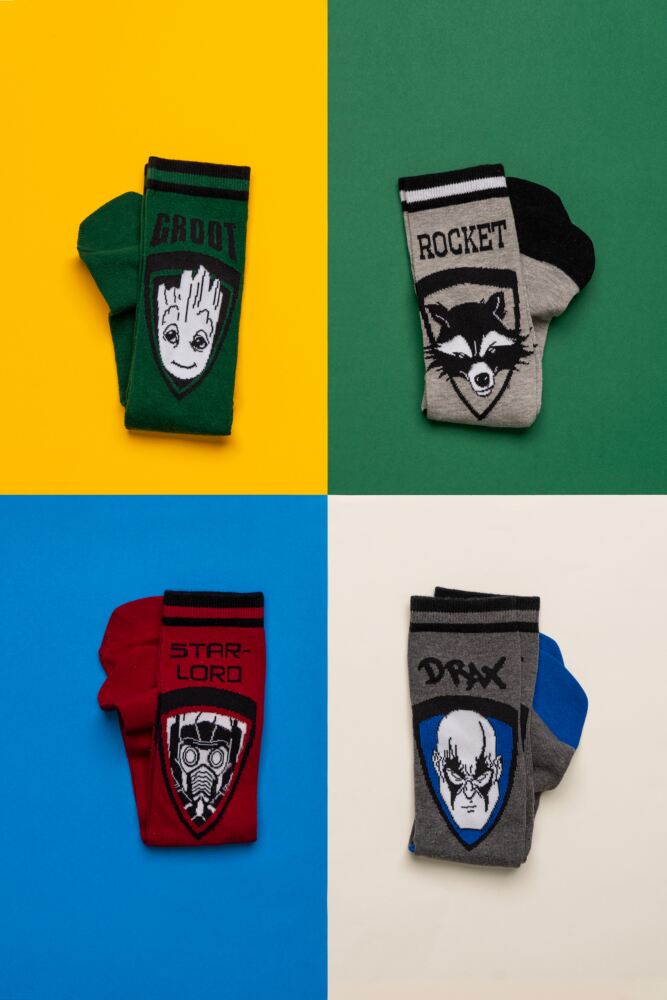 Sockshop Film & TV CharactersMens Cotton Marvel Guardians Of The Galaxy Groot Rocket Star Lord & Drax Socks