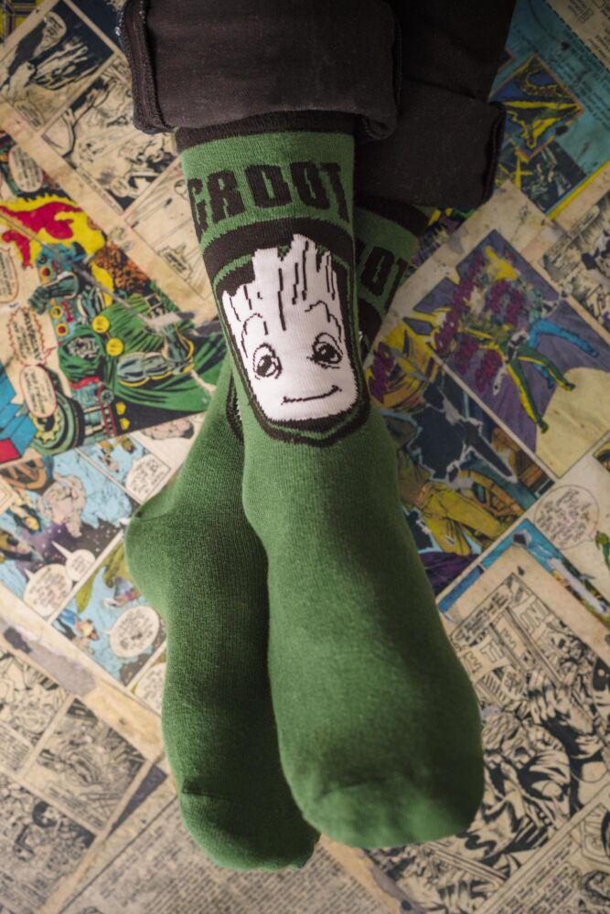sockshop Film & TV CharactersMens Cotton Marvel Guardians of the Galaxy Groot Rocket Star Lord & Drax Socks