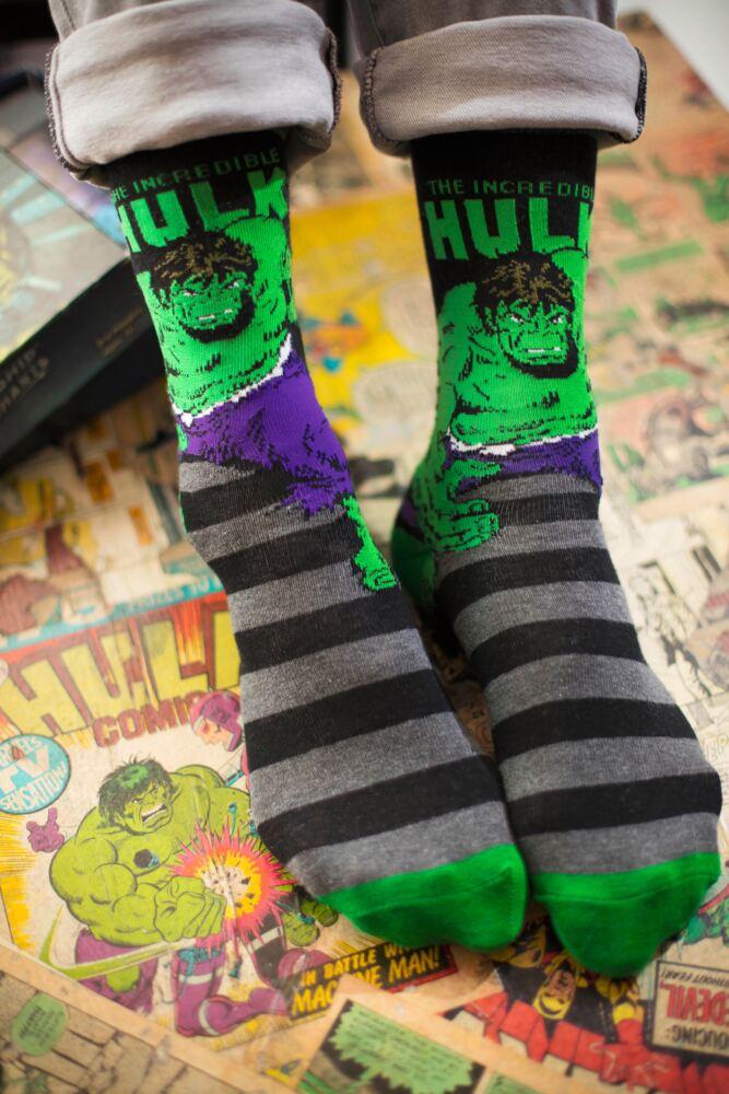 Sockshop Film & TV CharactersMens Cotton Marvel Hulk Spider-Man Iron Man & Wolverine Socks