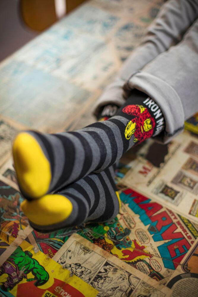 Sockshop Film & TV CharactersMens Cotton Marvel Hulk Spider-Man Iron Man & Wolverine Socks