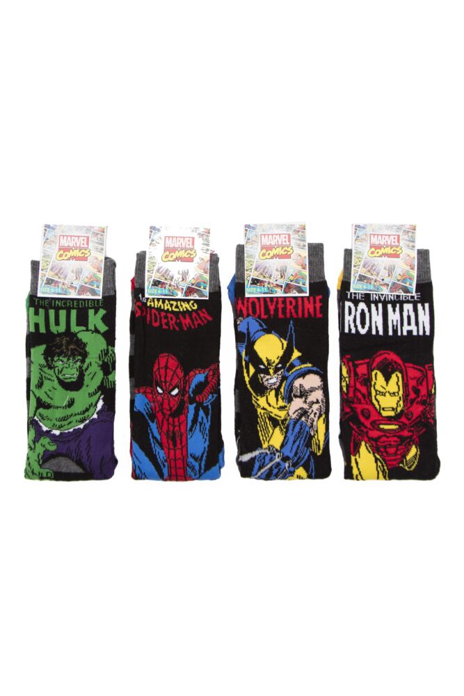 sockshop Film & TV CharactersMens Cotton Marvel Hulk Spider-Man Iron Man & Wolverine Socks