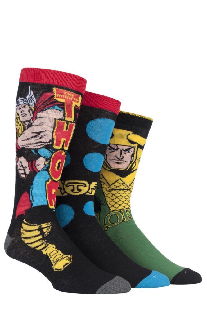 sockshop Film & TV CharactersMens Cotton Marvel Thor & Loki Socks 3-Pair