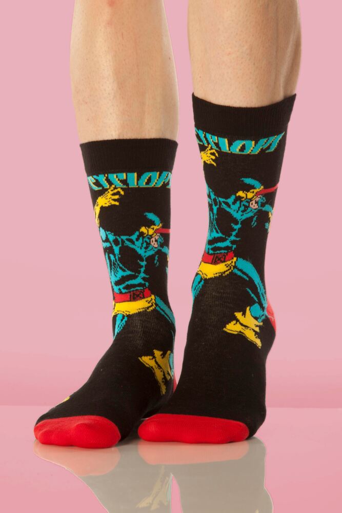 Sockshop Film & TV CharactersMens Cotton Marvel X-Men Wolverine Beast Cyclops & Colossus Socks 4-Pair