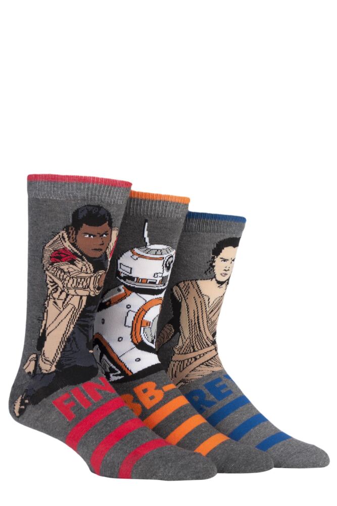 Sockshop Film & TV CharactersMens Cotton Star Wars BB-8 Rey & Finn Socks 3-Pair