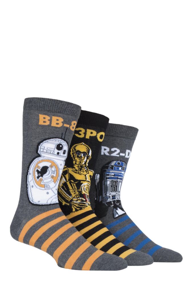 Sockshop Film & TV CharactersMens Cotton Star Wars R2-D2 C-3PO & BB-8 Socks 3-Pair
