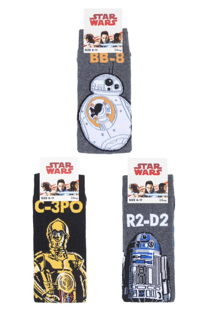 sockshop Film & TV CharactersMens Cotton Star Wars R2-D2 C-3PO & BB-8 Socks 3-Pair